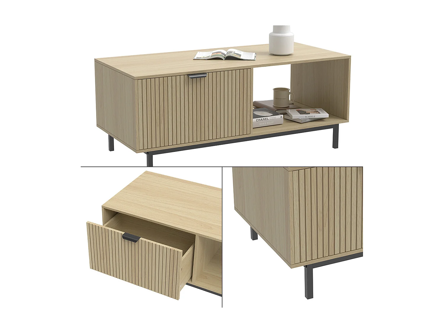 Table basse chêne 110x50x45 lennox