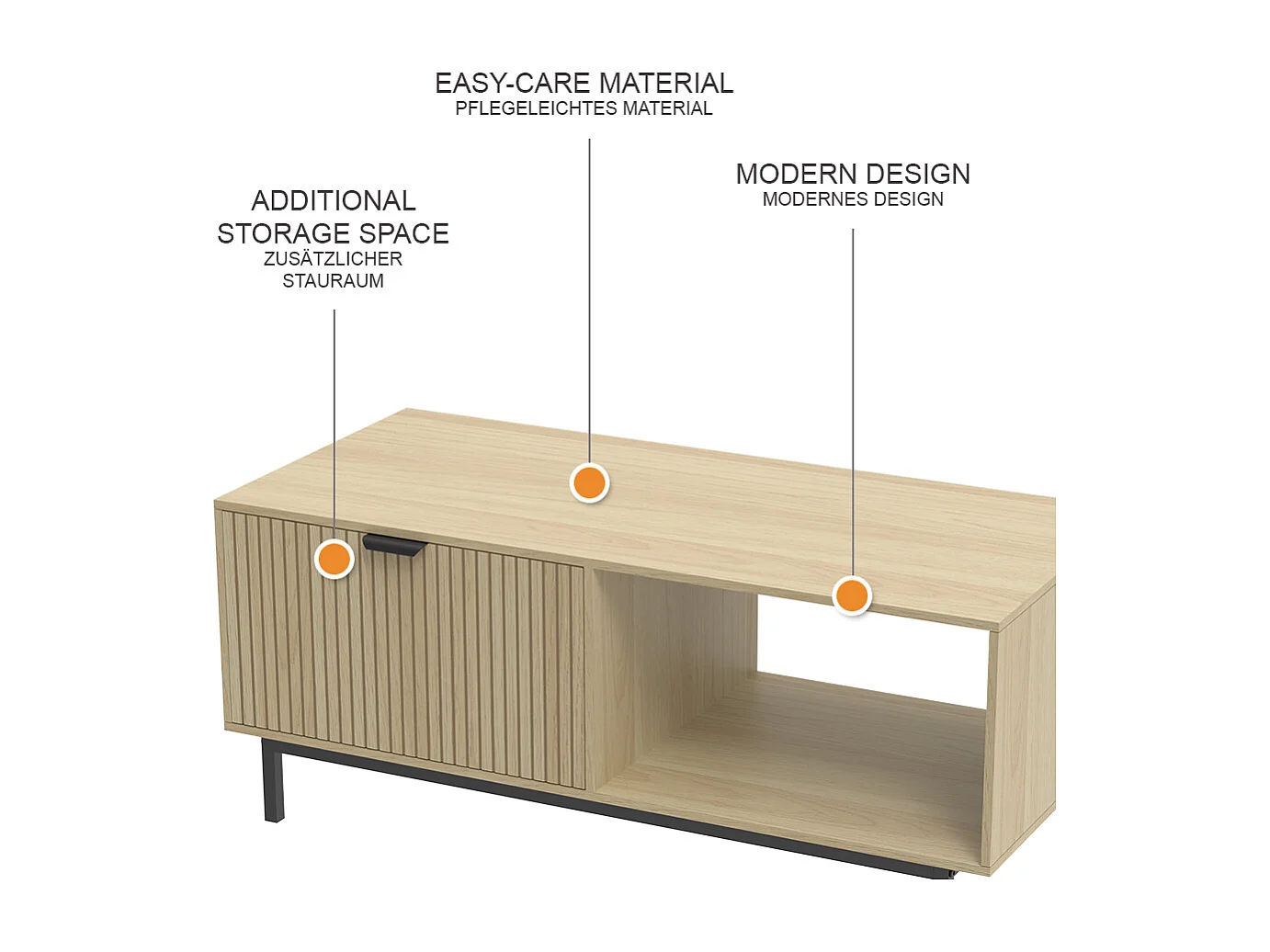 Table basse chêne 110x50x45 lennox