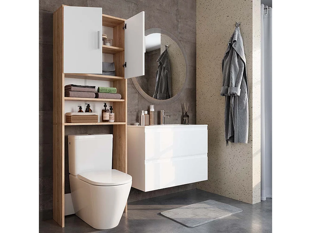 Armario aseo sonoma/blanco 64x26x190