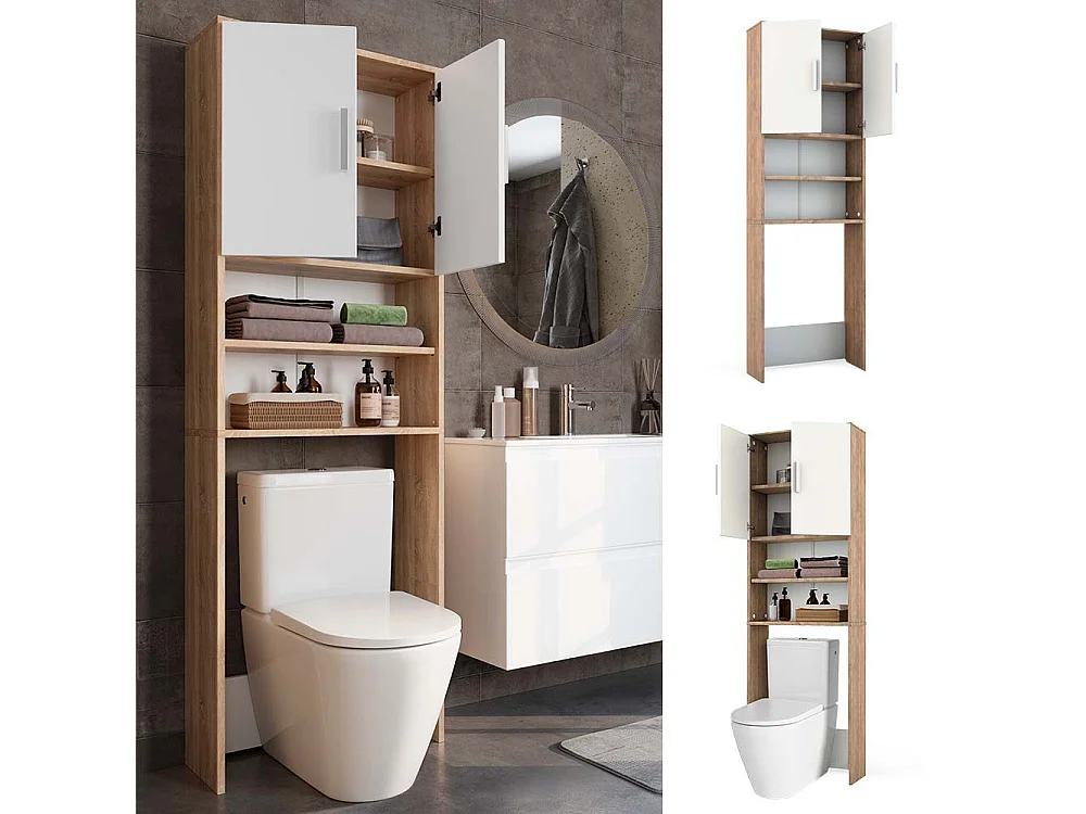 Armario aseo sonoma/blanco 64x26x190