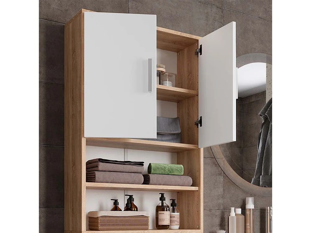 Armario aseo sonoma/blanco 64x26x190