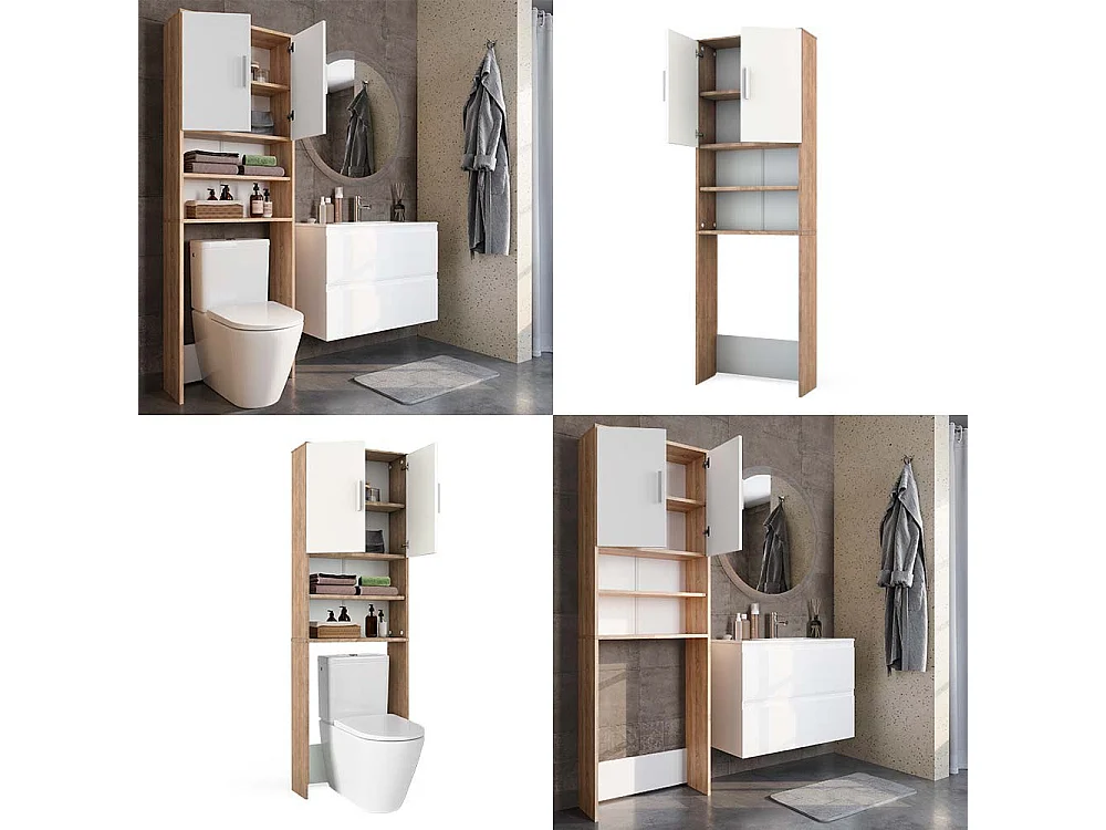 Armario aseo sonoma/blanco 64x26x190