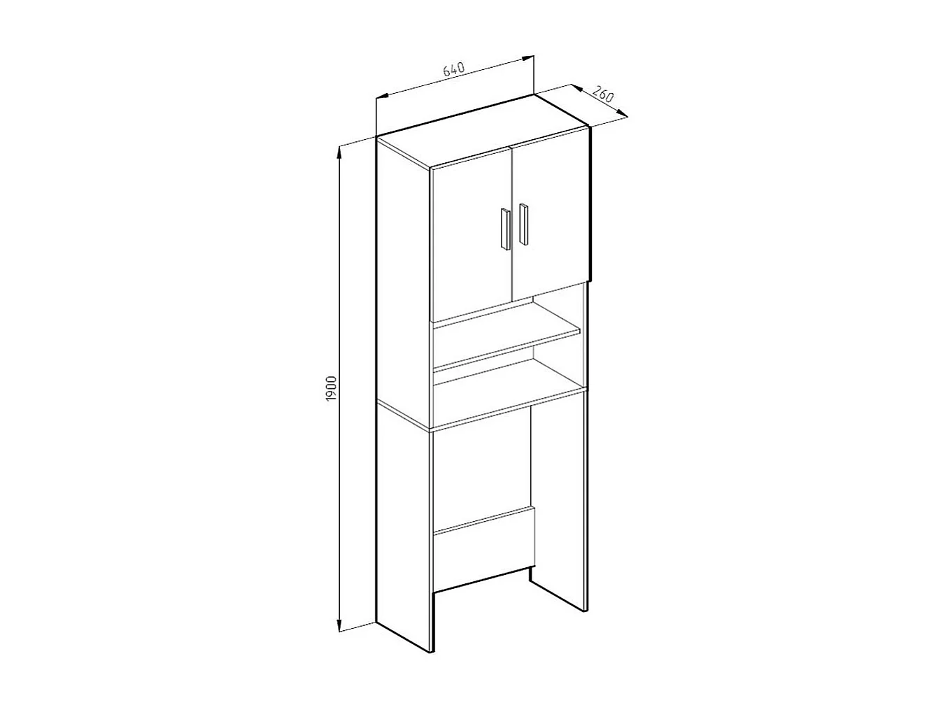 Armoire de toilette sonoma/blanc 64x26x190