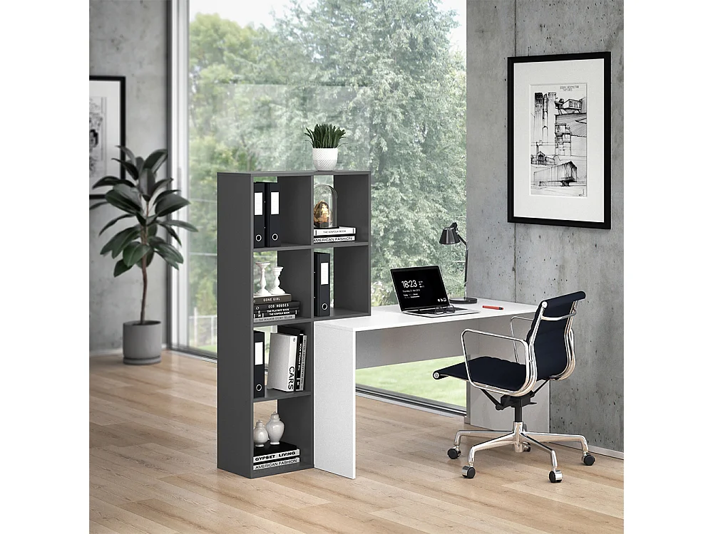 Bureau blanc/anthracite 166.8x59x143 mara