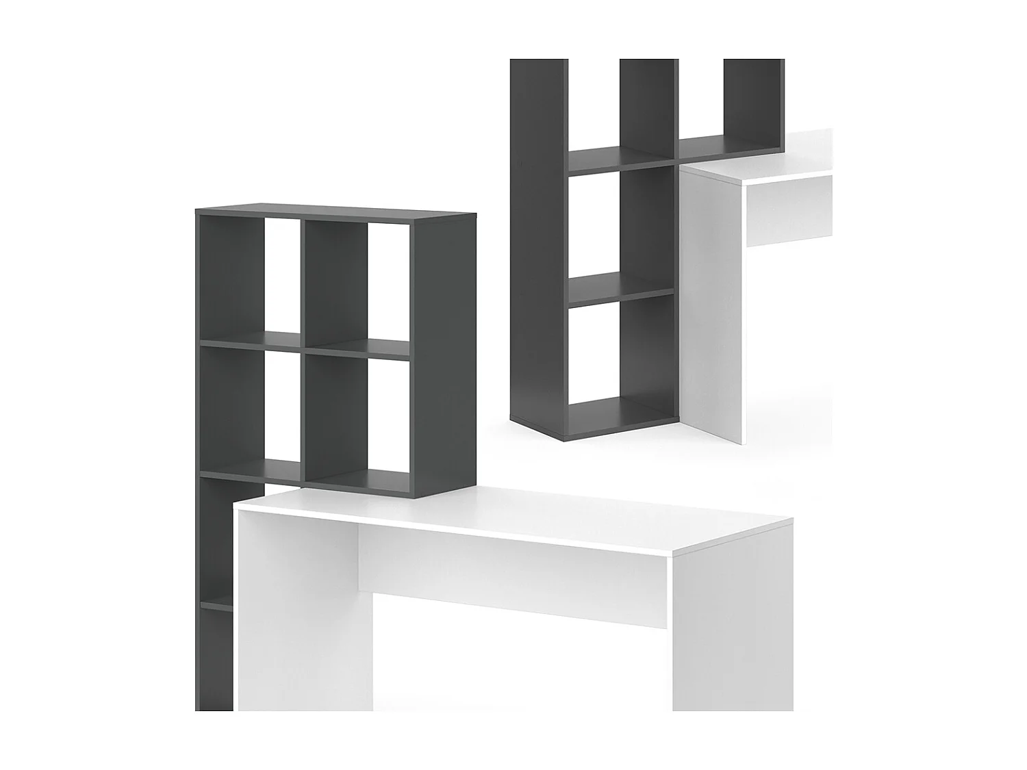 Bureau blanc/anthracite 166.8x59x143 mara