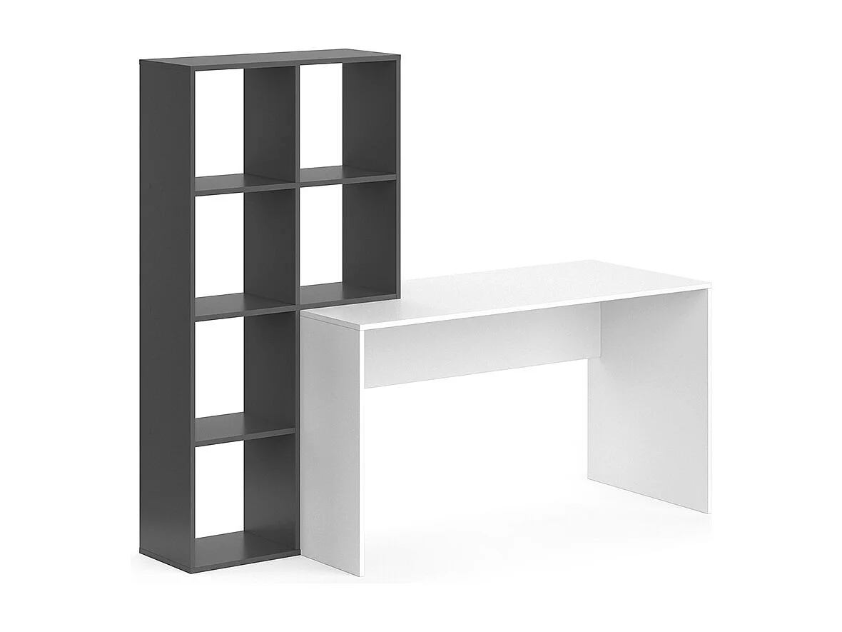 Bureau blanc/anthracite 166.8x59x143 mara