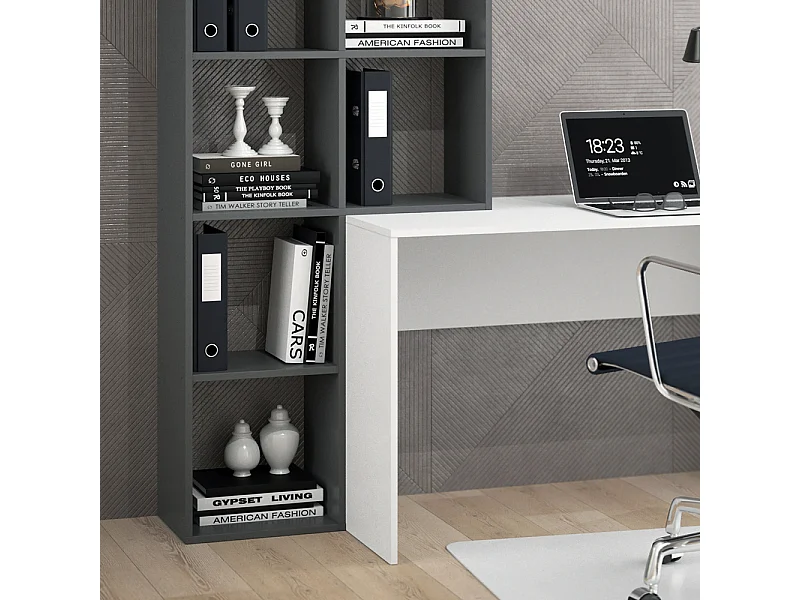 Schreibtisch weiß/anthrazit 166.8x59x143 mara