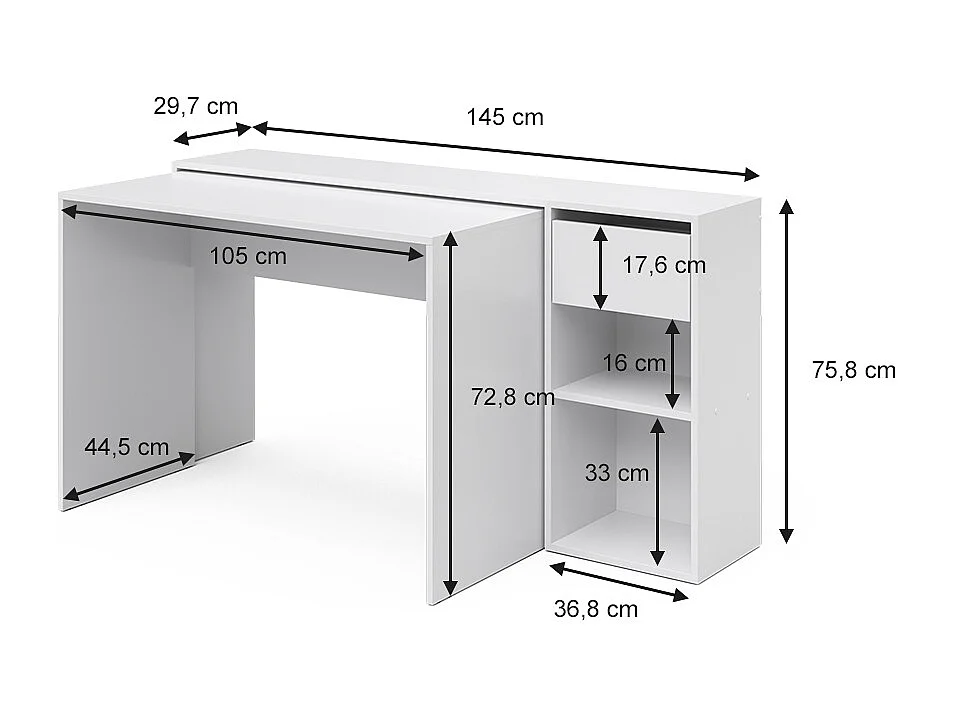 Scrivania bianco 145x46.4x75.8 ben