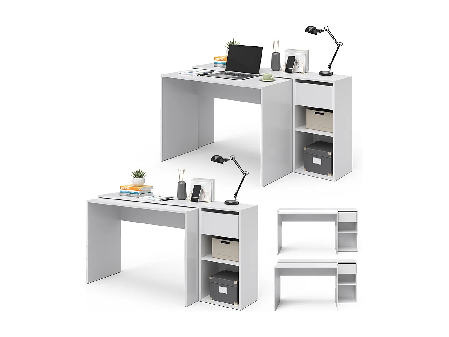 Bureau blanc 145x46.4x75.8 ben