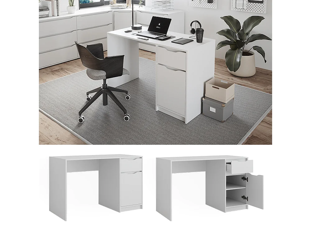 Bureau blanc 120x55x75.6 ruben