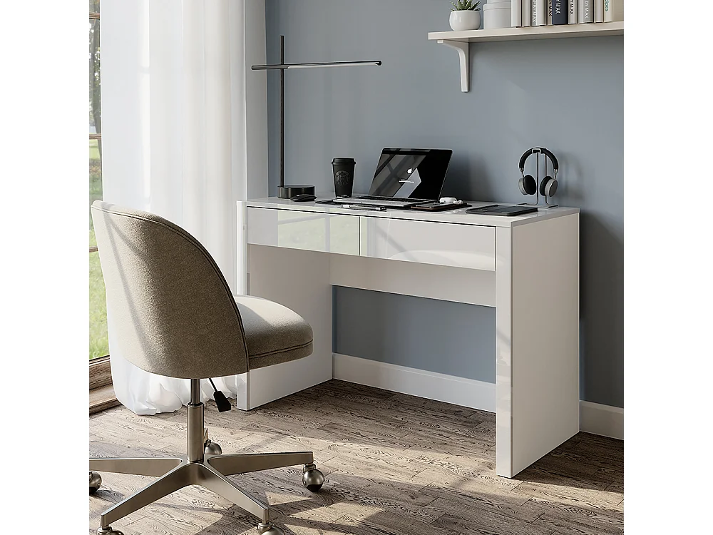 Bureau blanc brillant/blanc 110x50x75.5 annabelle