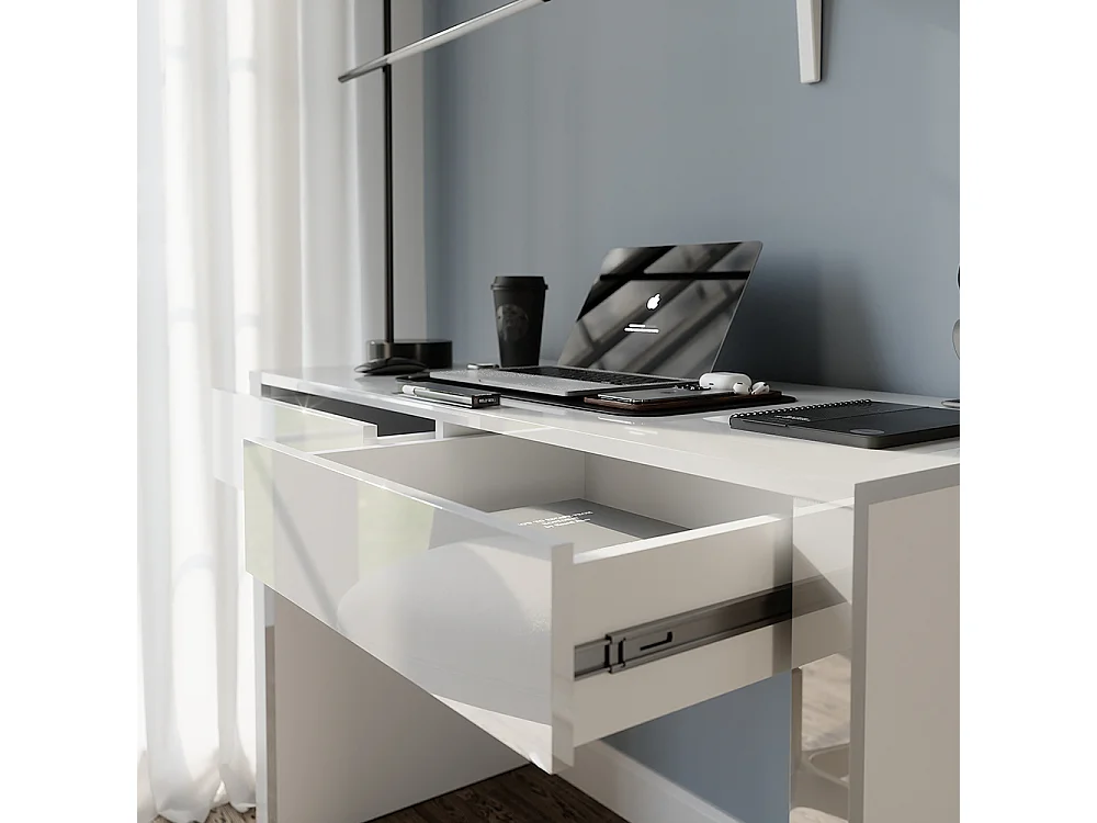 Bureau blanc brillant/blanc 110x50x75.5 annabelle