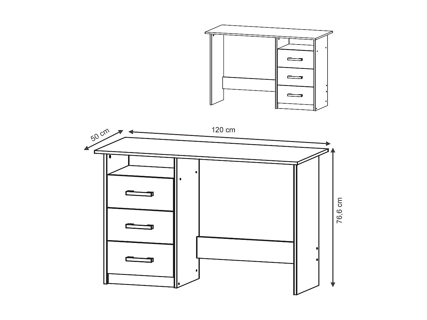 Schreibtisch weiß 120x50x76.6 meiko