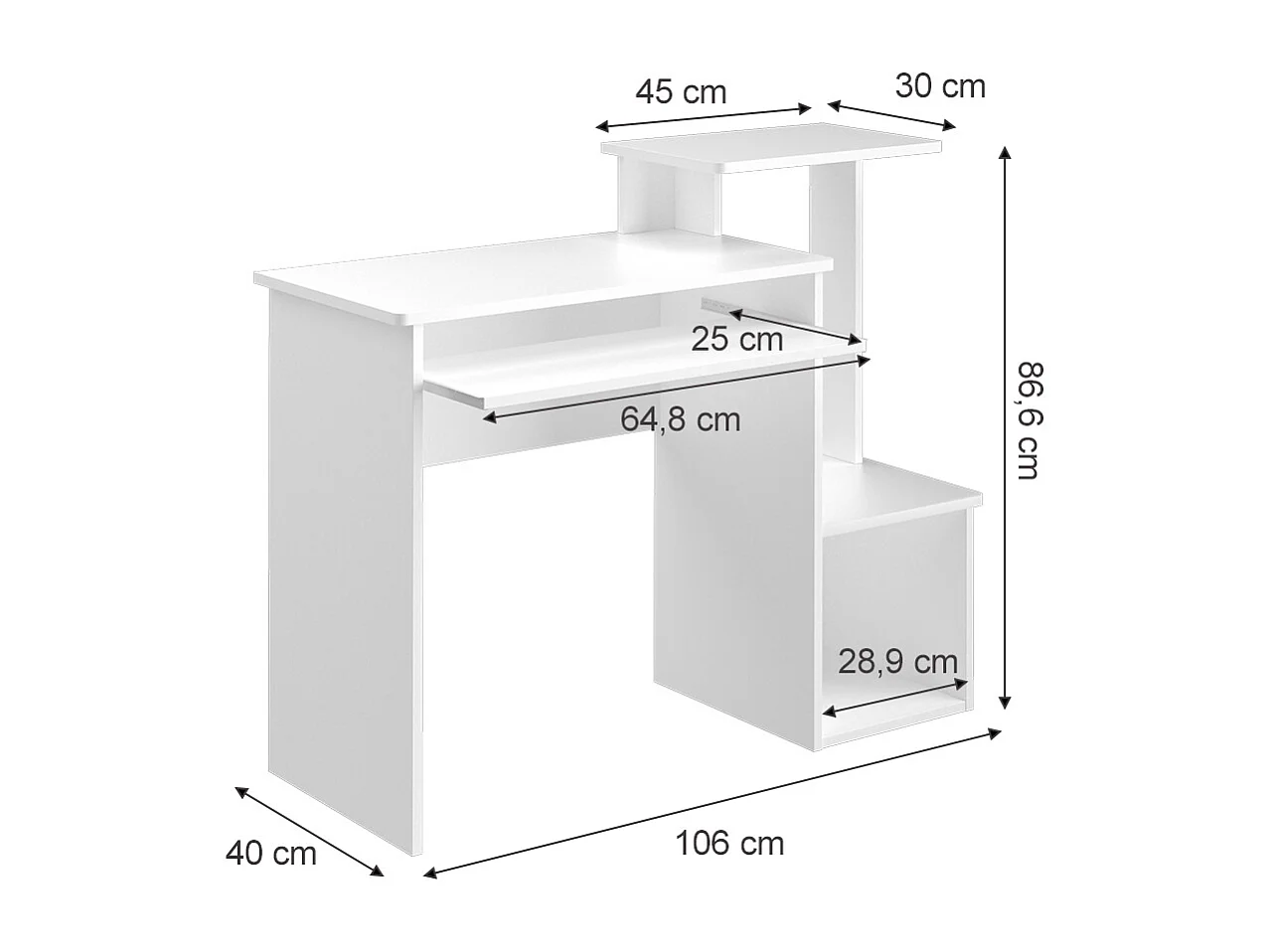 Bureau blanc 106x40x86.6 karl