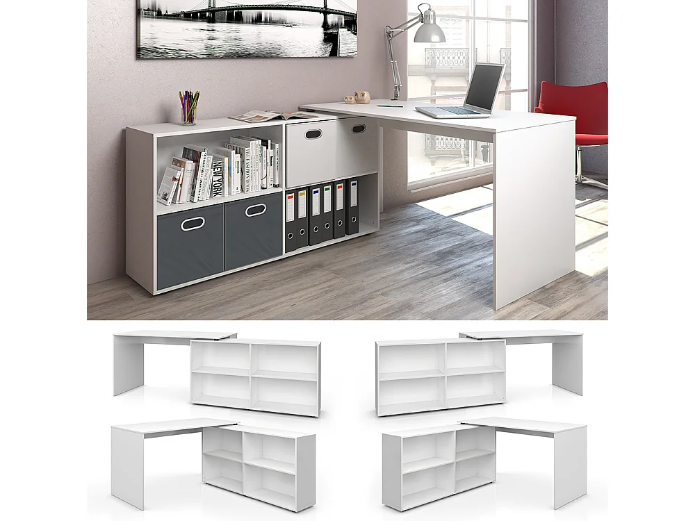 Bureau dangle blanc 137x60x75.4 flexplus