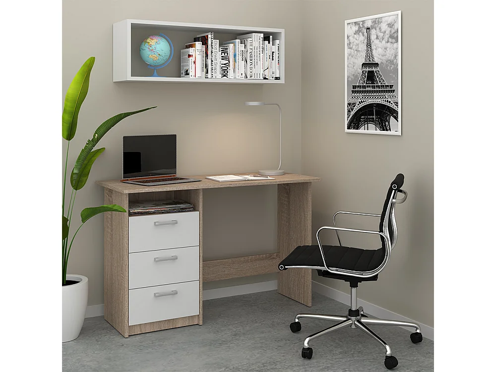 Schreibtisch weiß/sonoma 120x50x76.6 meiko