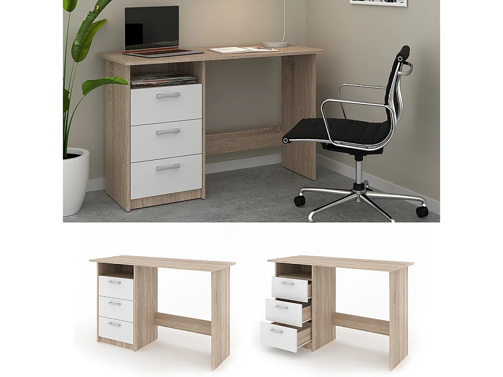 Schreibtisch weiß/sonoma 120x50x76.6 meiko