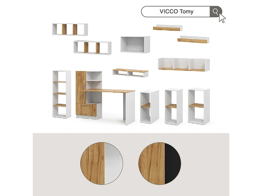 Biurko biały/złoty dąb 150x59x120 tomy