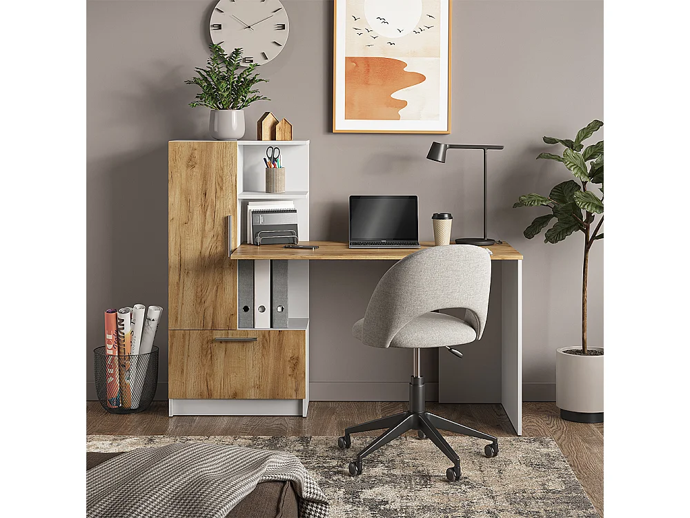 Bureau chêne blanc/force de lor 150x59x120 tomy