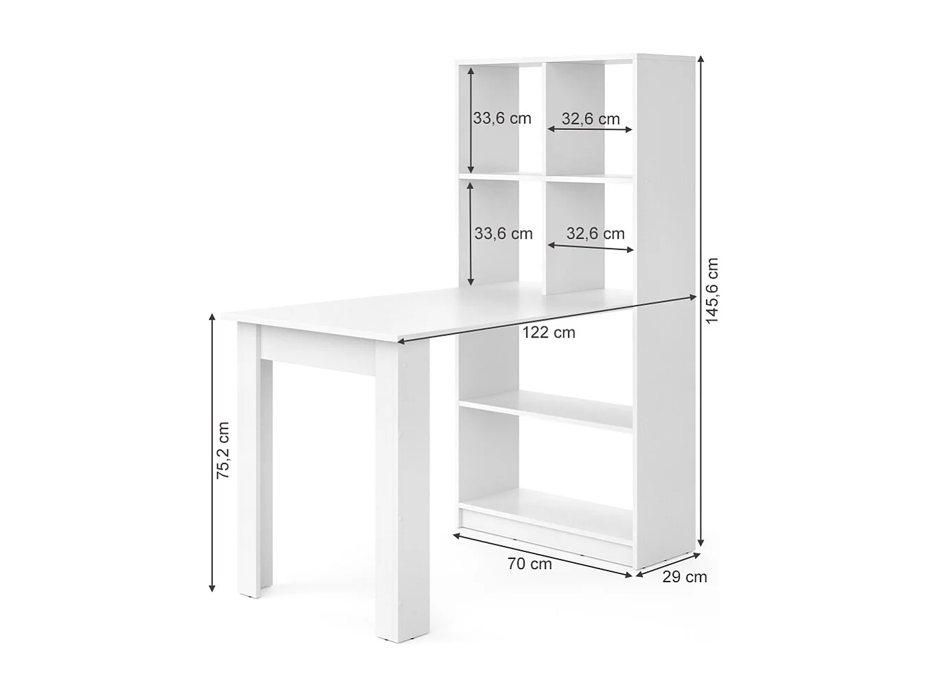 Bureau blanc 70x122x145.6 gael