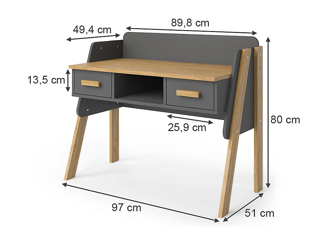 Schreibtisch grau 97x51x80 malia