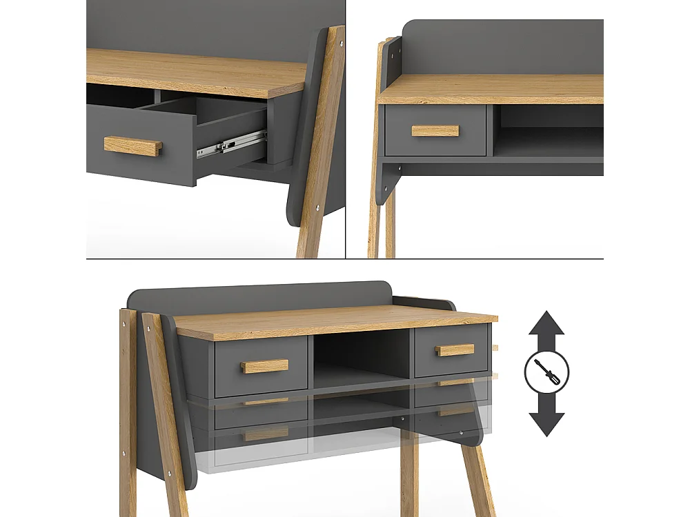 Schreibtisch grau 97x51x80 malia