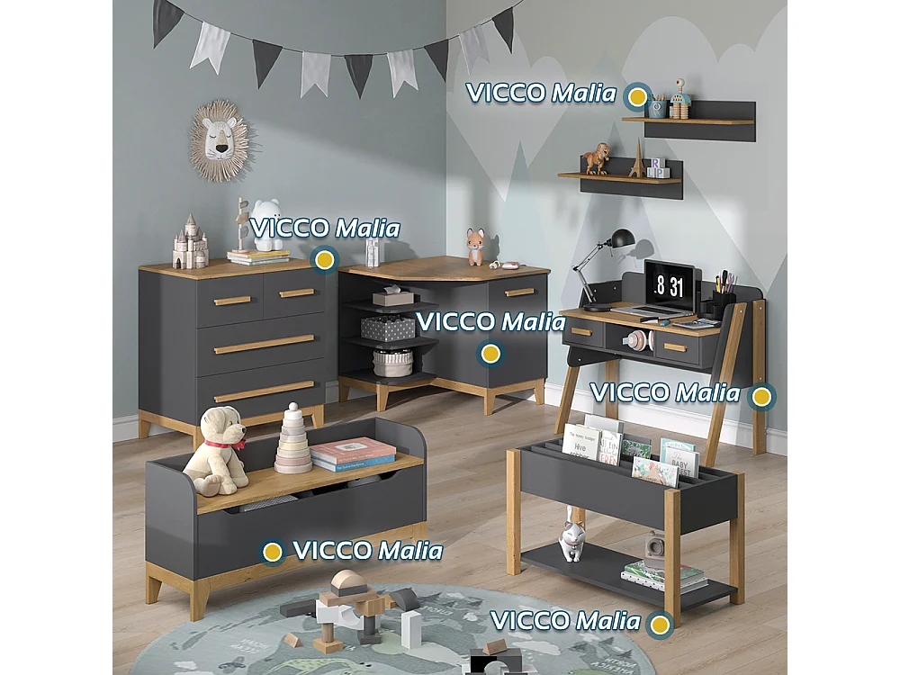 Bureau gris 97x51x80 malia