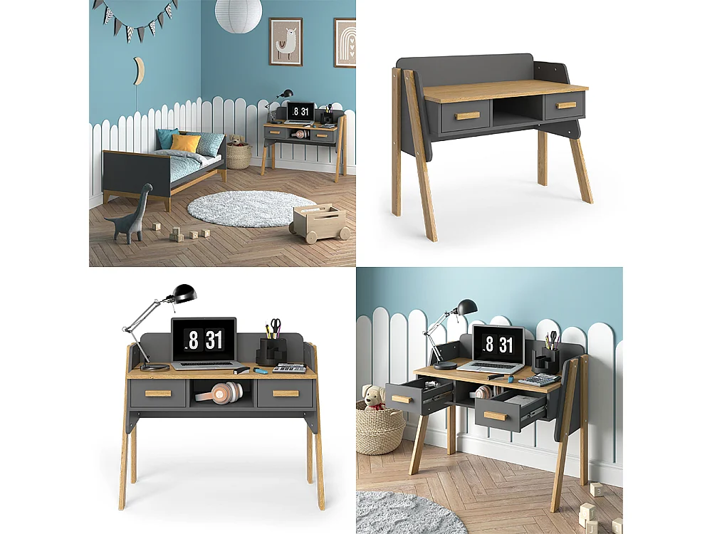 Bureau gris 97x51x80 malia