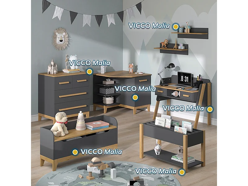 Schreibtisch grau 97x51x80 malia