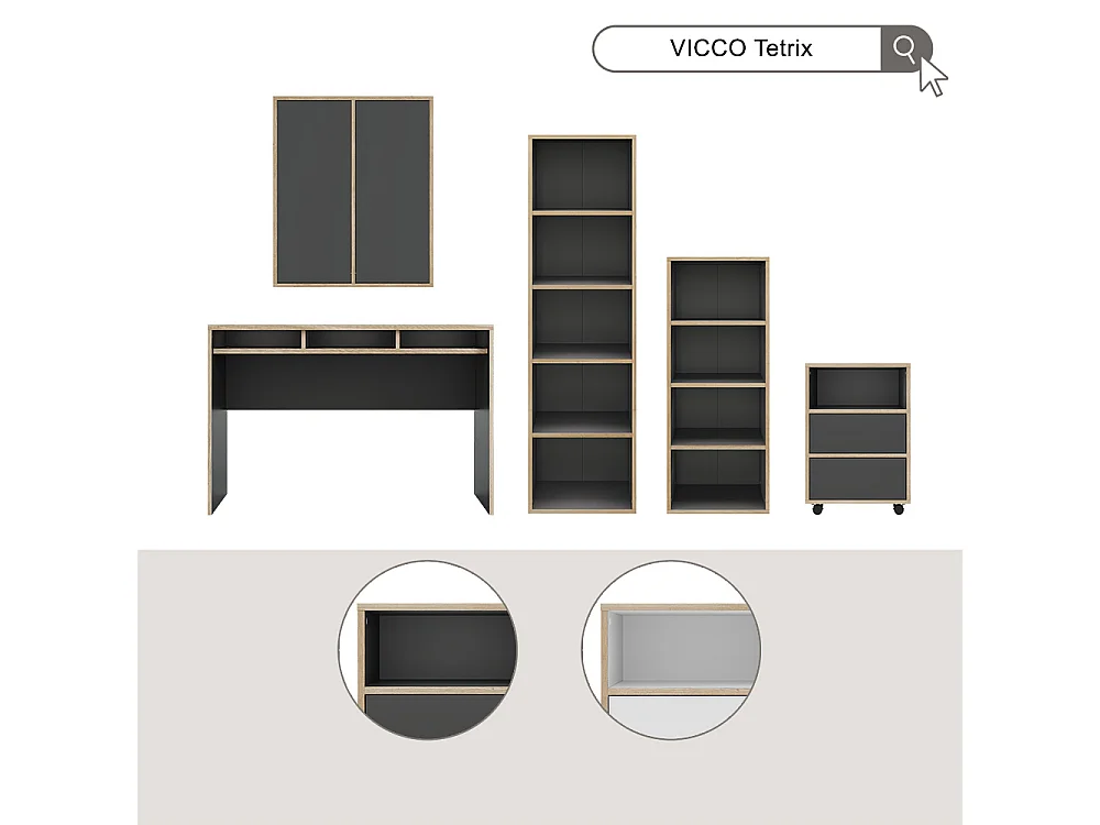 Bureau anthracite 112x55x75 tetrix