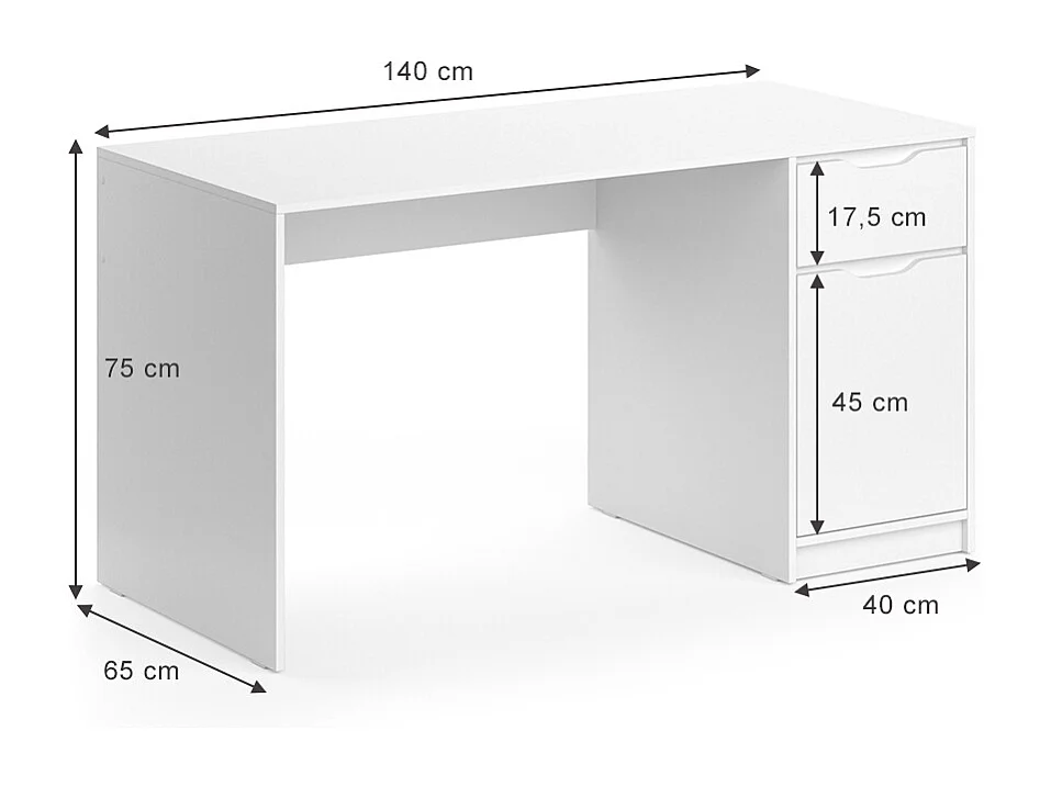 Bureau blanc 140x65x75 ruben