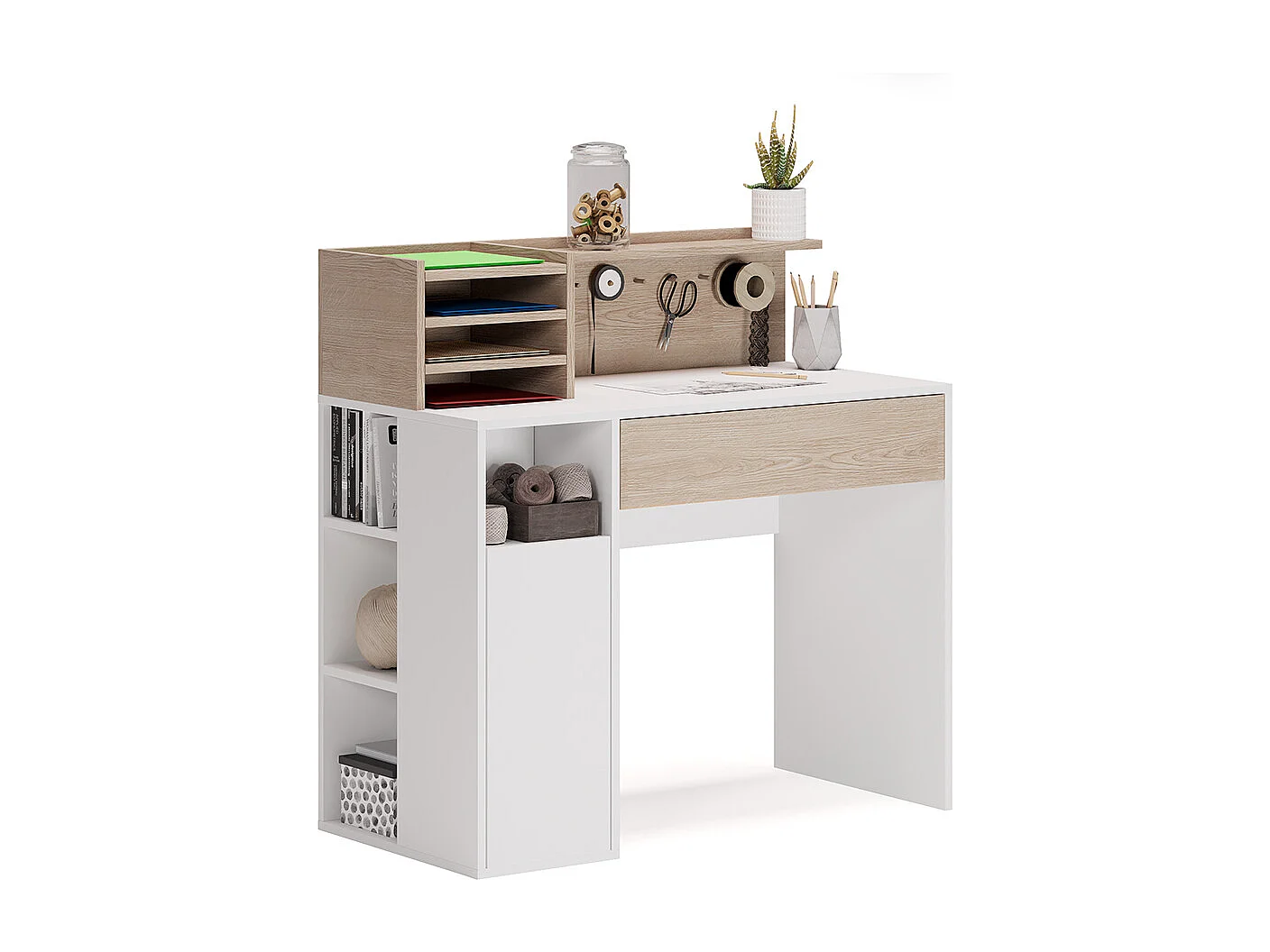 Biurko biały/sonoma 100x50x100