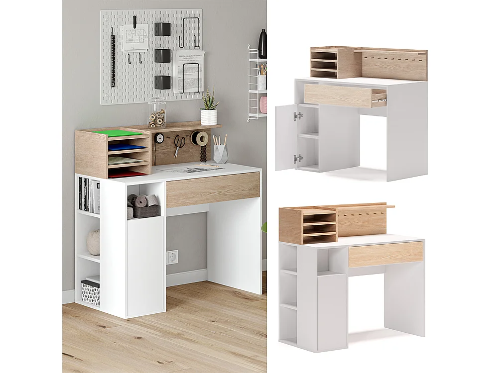 Bureau blanc/sonoma 100x50x100