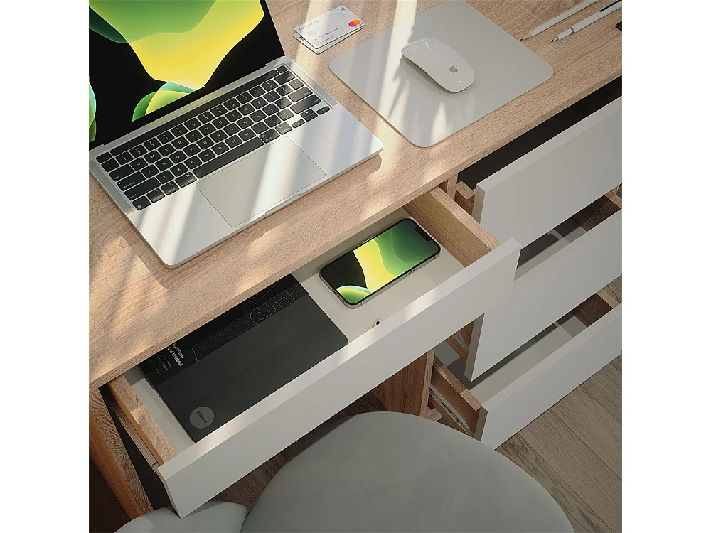 Bureau blanc/sonoma 90x40x75 sherry