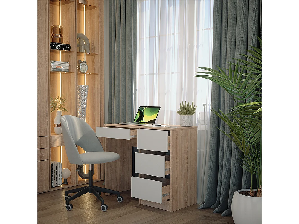 Bureau blanc/sonoma 90x40x75 sherry