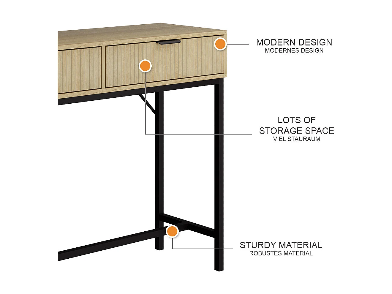 Bureau chêne 100x30x75 lennox