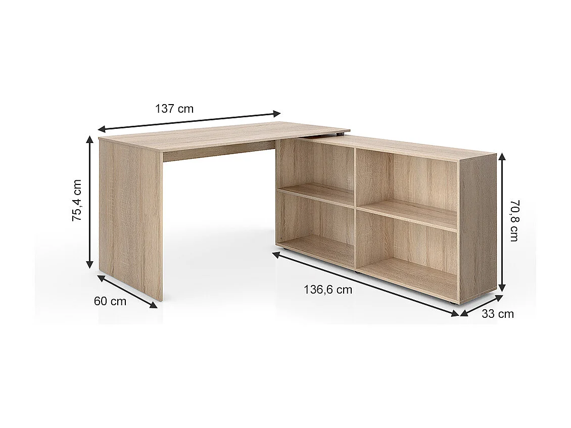 Bureau dangle sonoma 137x60x75.4 flexplus