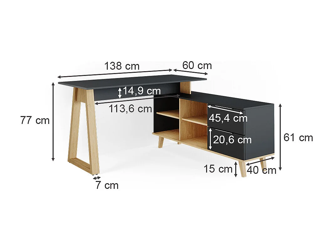 Bureau anthracite 138x60x77 nautica