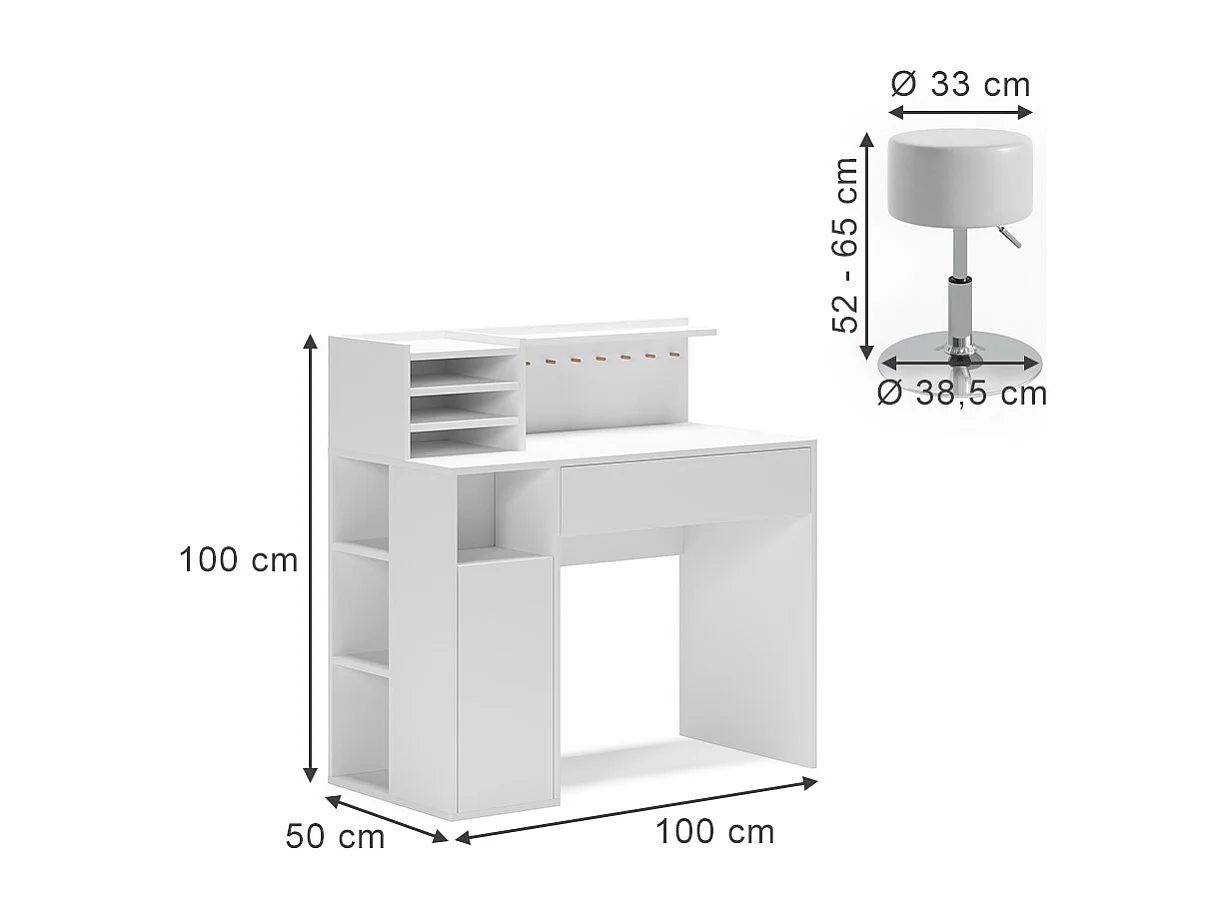 Schreibtisch weiß 100x50x100