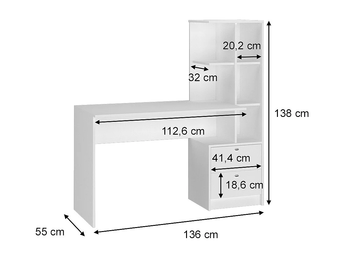 Bureau blanc 136x55x138 denton