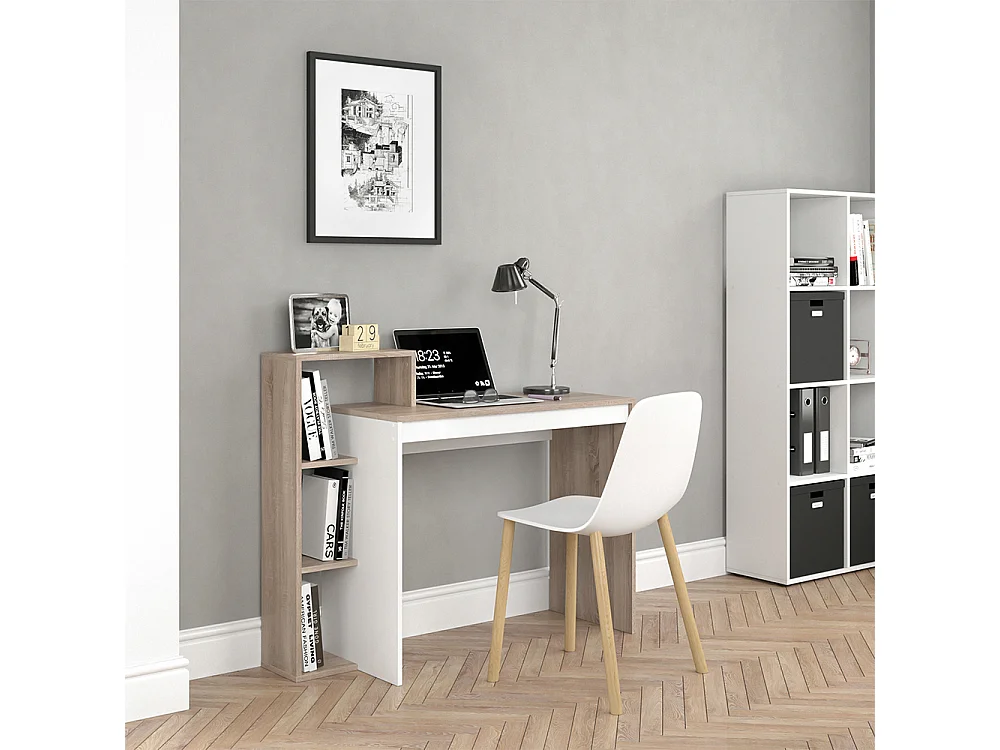 Scrivania con ripiani sonoma 110x40x91 leo