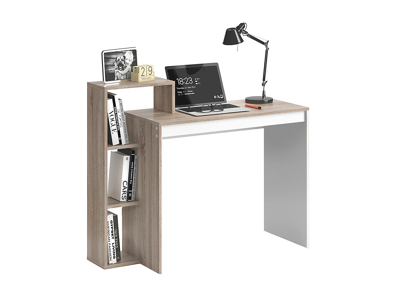 Scrivania con ripiani sonoma 110x40x91 leo