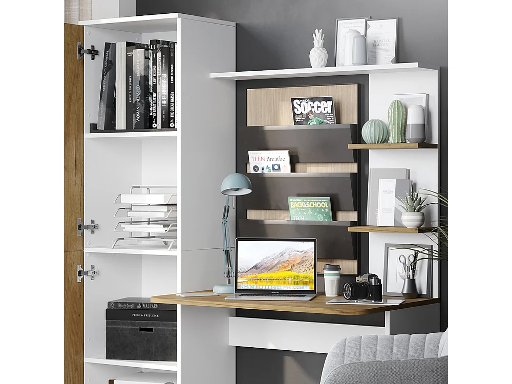 Bureau eik wit/goud 122.9x52x168.5 tessa