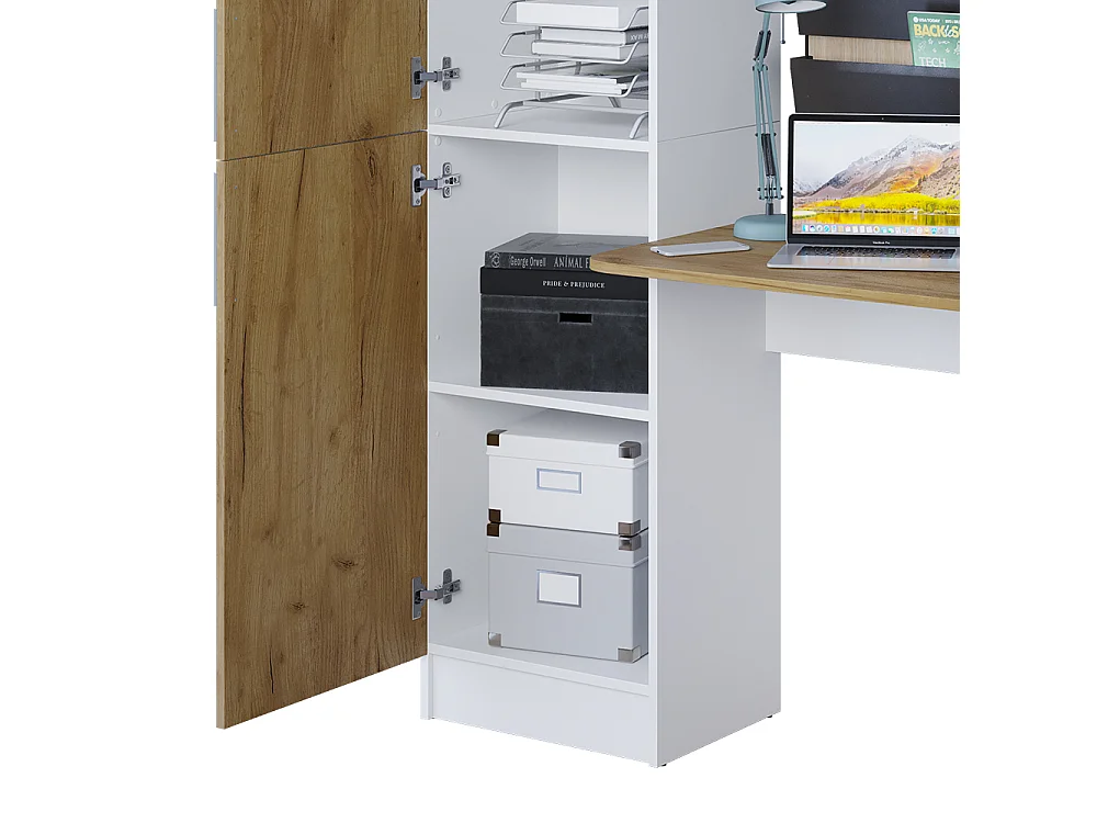 Bureau eik wit/goud 122.9x52x168.5 tessa