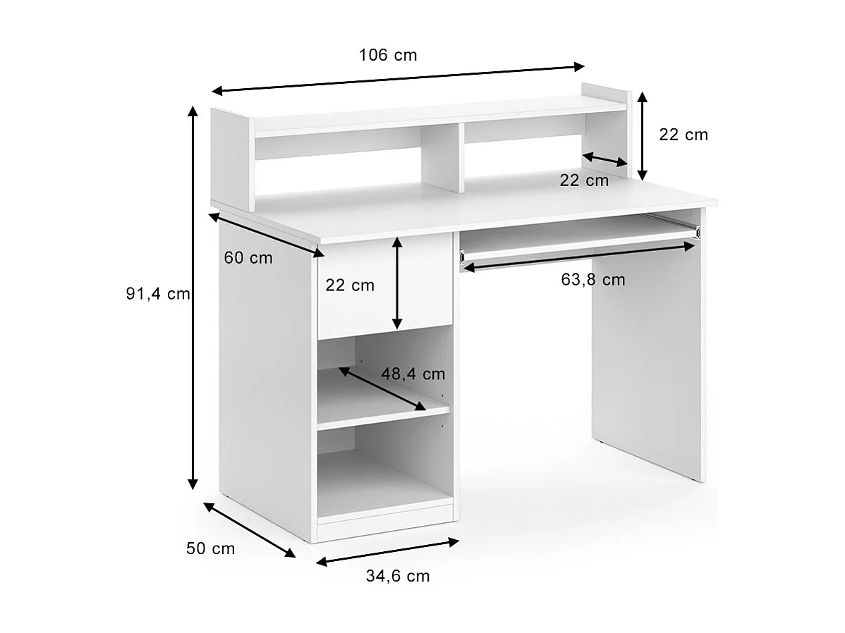 Schreibtisch weiß 106x60x91.4 keno