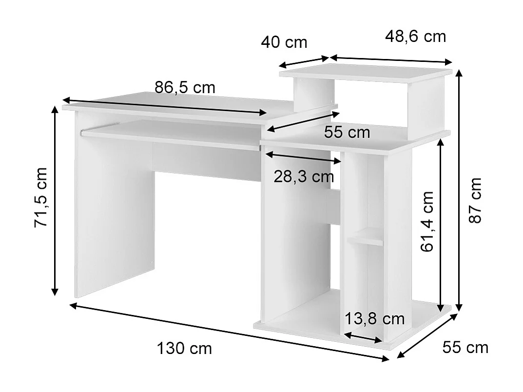 Bureau blanc 130x55x87 jan