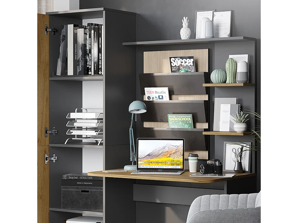 Bureau anthracite/chêne doré 122.9x52x168.5 tessa