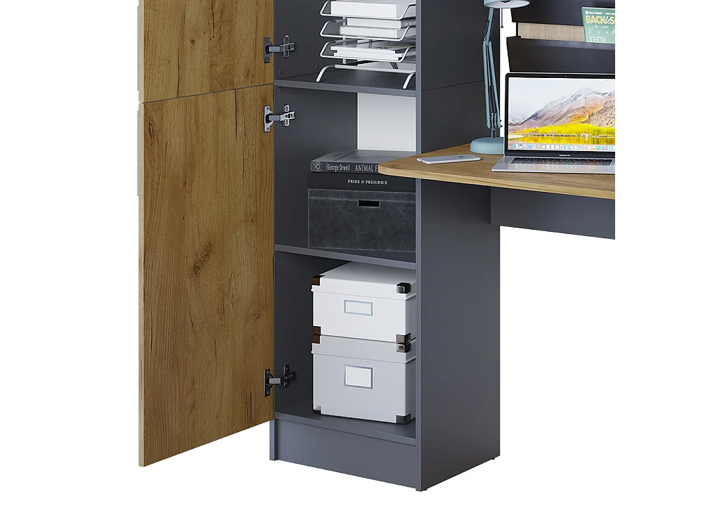 Bureau anthracite/chêne doré 122.9x52x168.5 tessa