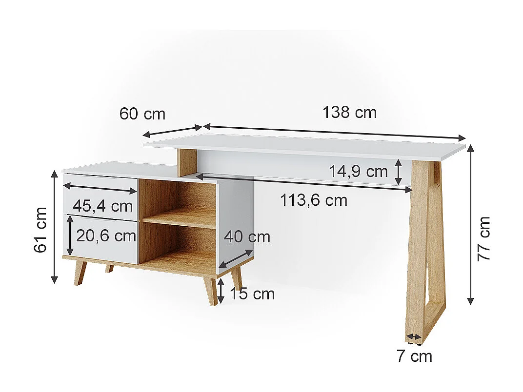 Schreibtisch weiß 138x60x77 nautica