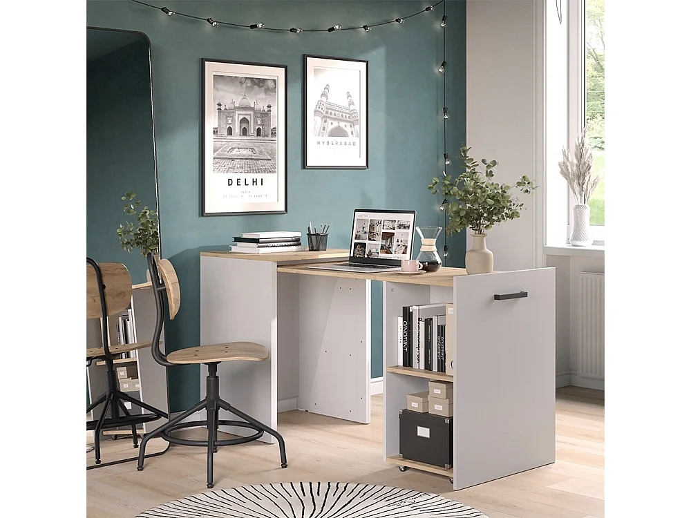 Scrivania greige/rovere artigianale 60x50.4x78 adam